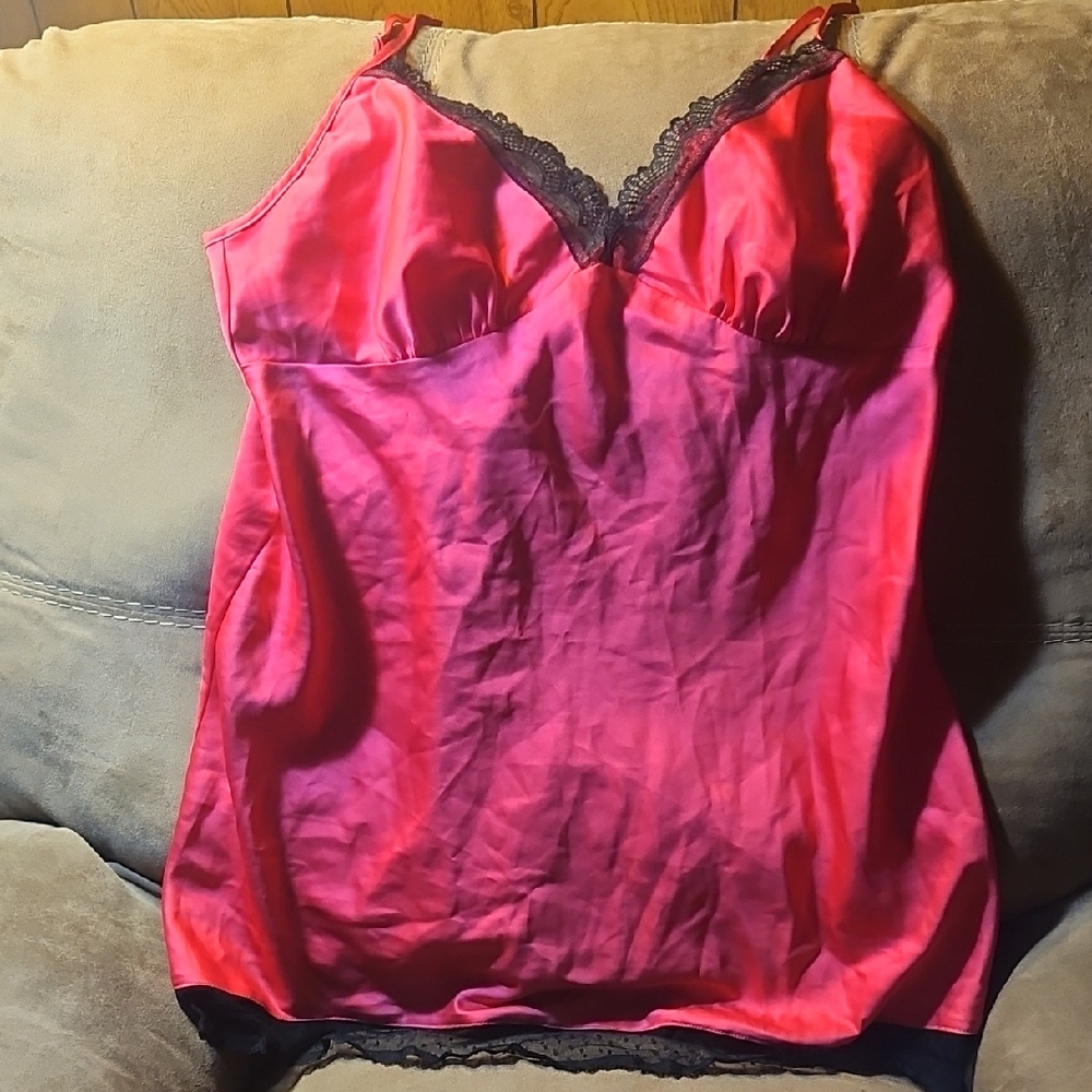 Secret Treasures Pink Chemise with Black Lace Trim